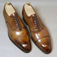 Handmade Brown Outclass Finishing Lace Up Dress Shoes Men's Oxfords CapToe Shoes  - Thumbnail 1