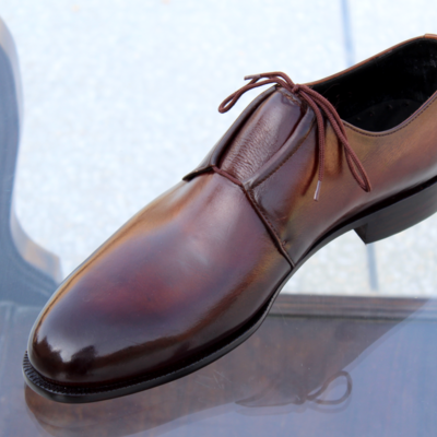 Crafted leather dark brown leather classic and simple dress lace up shoes - Thumbnail 4