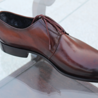 Crafted Leather Dark Brown Leather Classic and Simple Dress Lace up Shoes - Thumbnail 3