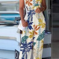 Women'S Printed Sling Sleeveless Jumpsuit - Thumbnail 1