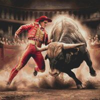 Bullfighting Cross Stitch Pattern - Thumbnail 1