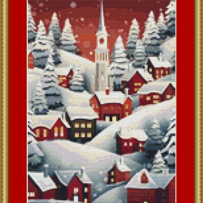 Christmas village cross stitch pattern