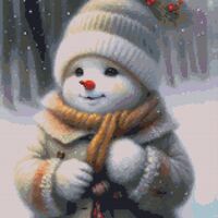 Cosy Snowman Cross Stitch Pattern - Thumbnail 1
