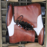 Handmade Ankle High Two Tone Criss Cross Genuine Leather Boot For Men's - Thumbnail 1