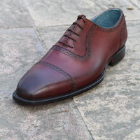 Crafted Leather Dark Brown Leather Oxford Lace up Dress Shoes - Thumbnail 4