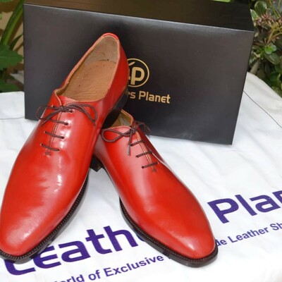 Crafted Leather Red Oxford Lace up Dress Formal Shoes For Men