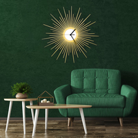 The Big Bang - stylish wooden wall clock with glistening golden paint - Thumbnail 2