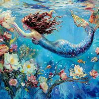 Mermaid Swimming Cross Stitch Pattern - Thumbnail 2