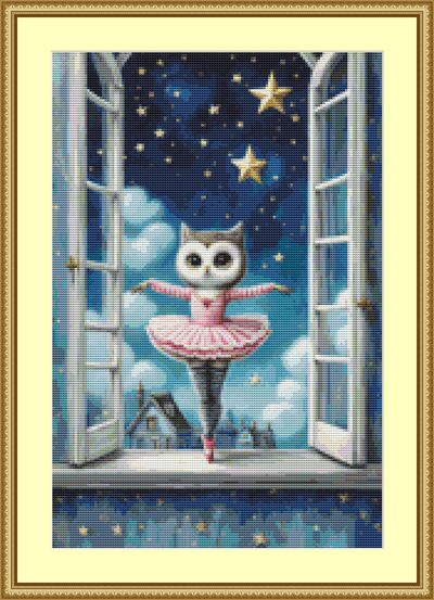 Pink Ballerina Owl Cross Stitch Pattern