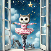 Pink Ballerina Owl Cross Stitch Pattern - Thumbnail 2
