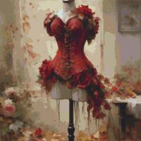 Red Corset Cross Stitch Pattern - Thumbnail 1