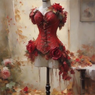 Red corset cross stitch pattern