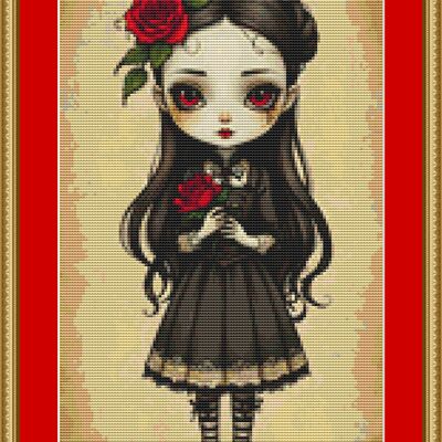 Sad girl cross stitch pattern