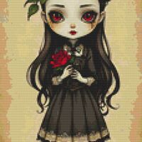 Sad Girl Cross Stitch Pattern - Thumbnail 1