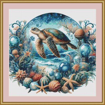 Sea turtle cross stitch pattern