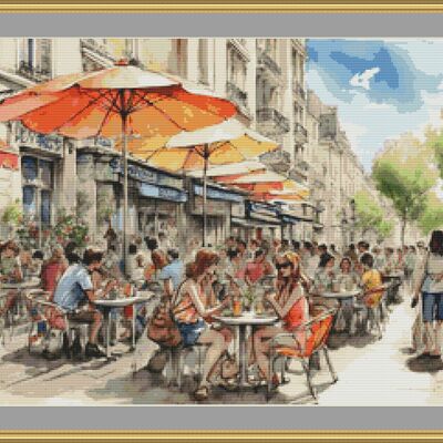 Summer in paris cross stitch pattern