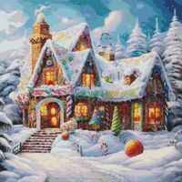 Sweet Gingerbread House Cross Stitch Pattern - Thumbnail 1