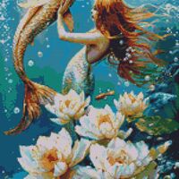 Swimming With A Fish Cross Stitch Pattern - Thumbnail 1