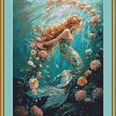 Under water mermaid cross stitch pattern