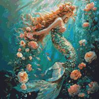 Under Water Mermaid Cross Stitch Pattern - Thumbnail 1