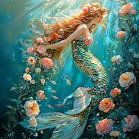 Under Water Mermaid Cross Stitch Pattern - Thumbnail 2