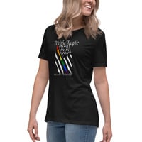 WTP Black and White Rainbow Flag, Women's Relaxed Black T-Shirt - Thumbnail 1