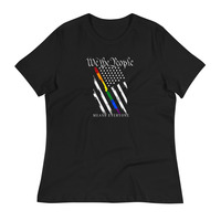 WTP Black and White Rainbow Flag, Women's Relaxed Black T-Shirt - Thumbnail 3