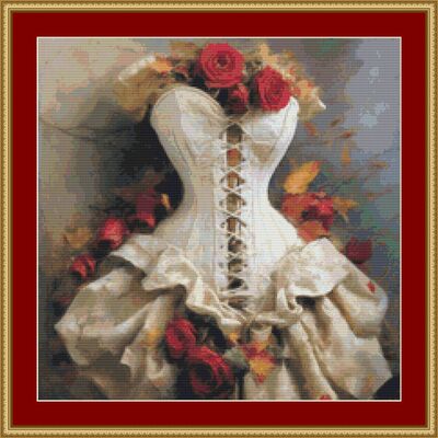 White corset cross stitch pattern - Thumbnail 1