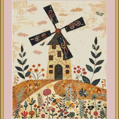 Windmill cross stitch pattern
