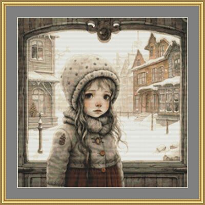Winter child cross stitch pattern