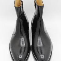 Crafted Leather Bespoke Men Dress Shoes Glassy Black Patent Leather Side Zipper Jodhpur Boot - Thumbnail 5