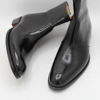 Crafted Leather Bespoke Men Dress Shoes Glassy Black Patent Leather Side Zipper Jodhpur Boot - Thumbnail 6