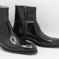 Crafted Leather Bespoke Men Dress Shoes Glassy Black Patent Leather Side Zipper Jodhpur Boot - Thumbnail 4