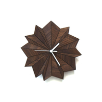 Unique wood wall clock in dark tone - Origami walnut handmade clock - Thumbnail 1