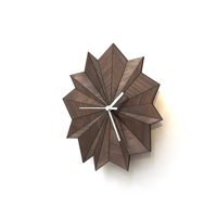 Unique wood wall clock in dark tone - Origami walnut handmade clock - Thumbnail 5