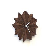 Unique wood wall clock in dark tone - Origami walnut handmade clock - Thumbnail 4