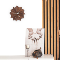Unique wood wall clock in dark tone - Origami walnut handmade clock - Thumbnail 6
