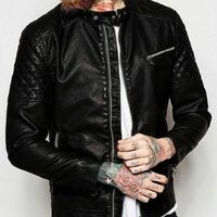 Men Lambskin Leather Black Rock star Jacket Bollywood Hollywood Design Style - Thumbnail 4