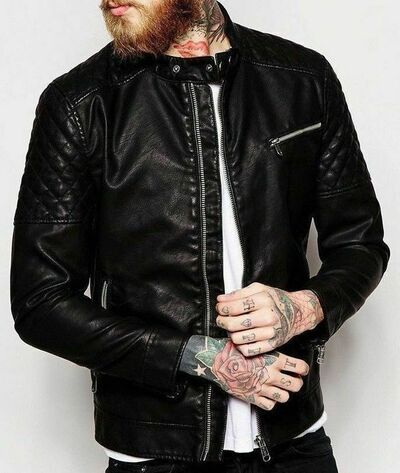 Men Lambskin Leather Black Rock star Jacket Bollywood Hollywood Design Style