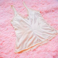 Vintage Coquette Camisole | Beige Satin Nylon Lace Trim Top 80s 90s | Y2k Kasara Bust Pink Cami - Thumbnail 3