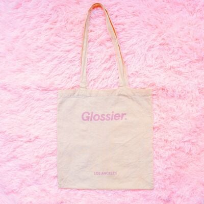 Glossier los angeles limited edition canvas tote bag | exclusive pop-up merch | reusable shopping bag, eco-friendly 