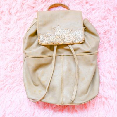 Vintage Coquette Upcycled Bag Faux Leather Rucksack | Retro Ladies Fashion Backpack