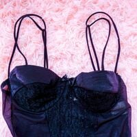 Vintage Dark Black Romantic Bodysuit | Gothic Alt Goth Women's Lingerie - Thumbnail 2