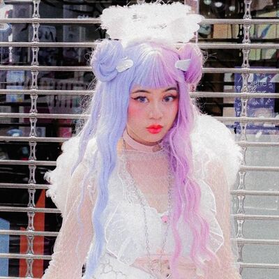 Long wavy split pastel purple & blue wig | fantasy cosplay anime hair | mermaid two tone wig | ombre costume roleplay wig | harajuku fashion - Thumbnail 1