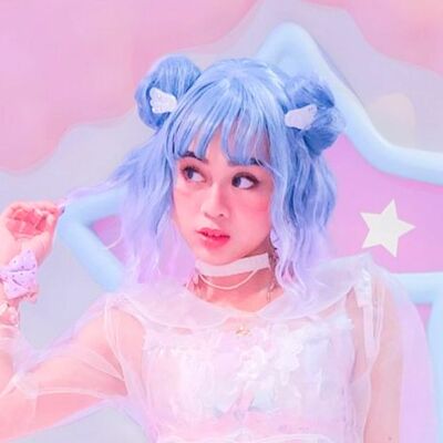 Short Wavy Pastel Light Blue Aqua Wig with Detachable Buns | Girl Cosplay Party Show Synthetic Wig | Erio Yoshino Anime