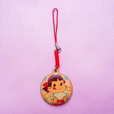 Retro anime charm: peko chan phone chain - vintage japanese bag keychain - Thumbnail 1