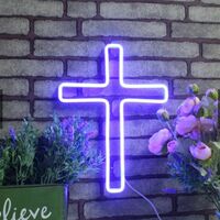 Neon LED Wall Mounted Cross-Shaped LED Neon Light | Wall Art Decoration | Room Club Decor - Thumbnail 2