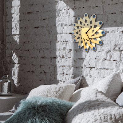 Galaxy blue - contemporary stylish wall clock made of bent plywood, wooden wall clock, wood wall art