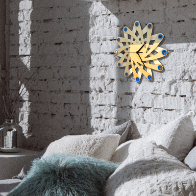 Galaxy blue - contemporary stylish wall clock made of bent plywood, wooden wall clock, wood wall art