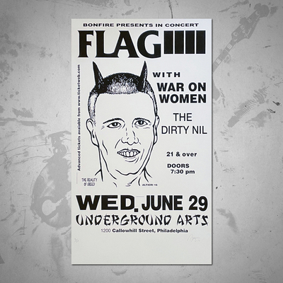 Show poster - flag, war on women, dirty nil
